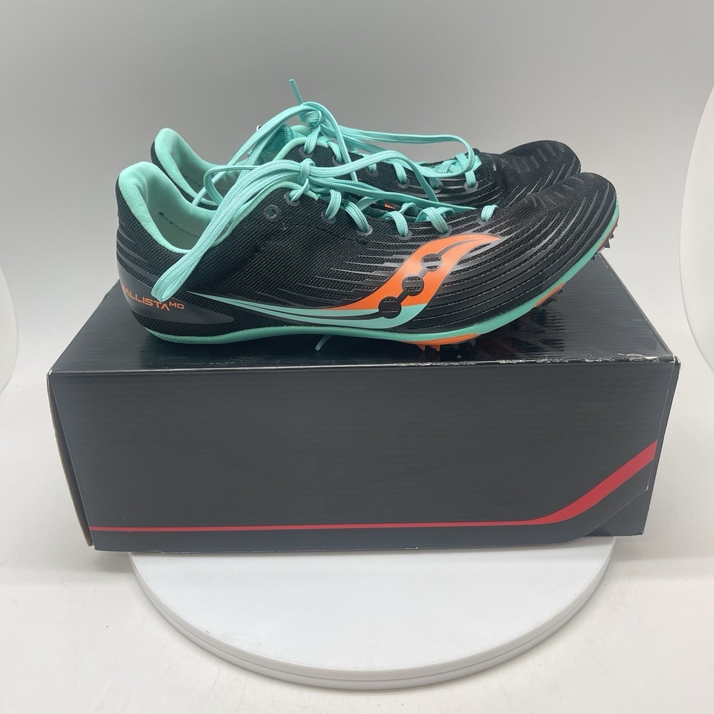 Saucony‎ Ballista MD Track Spikes Shoes Womens 9.5 Black Cool Mint S19071-26 New